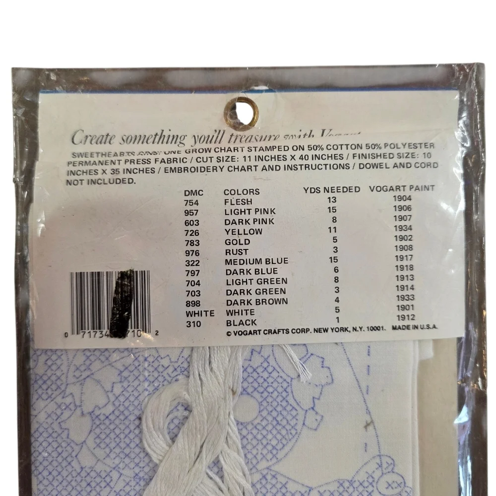 Vintage Vogart Sweethearts Grow Chart Embroidery Kit USA Baby Nursery